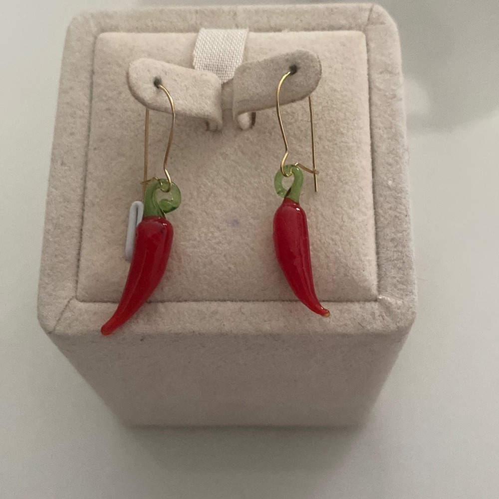 Murano glass spicy red pepper 🌶️ earrings